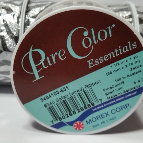 Black Silver Ribbon Wired Animal Print - Picture 2 of 3